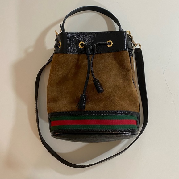 Gucci Suede Ophidia Bucket Bag With Web Detail - Picture 3 of 17